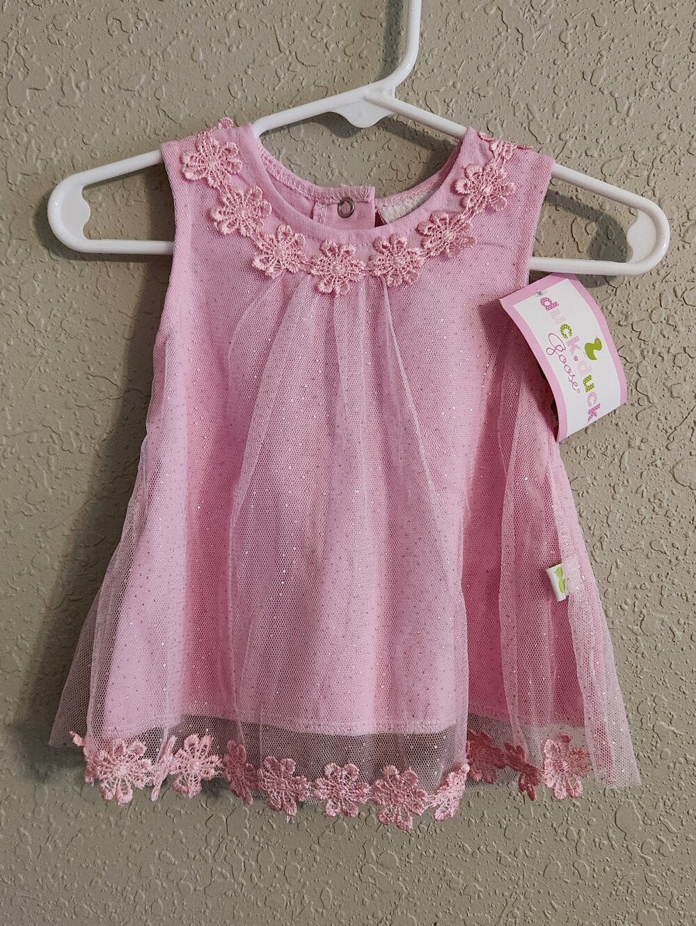 Duck Duck Goose Pink Tulle Floral Lace Dress 3-6 Months Sparkly Princess Formal